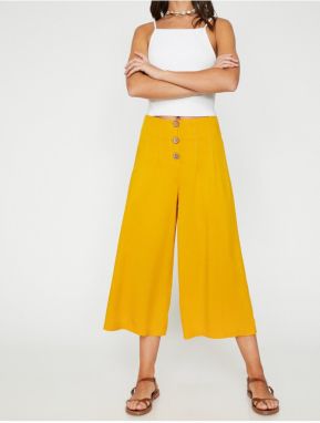 Koton Women's Yellow Normal Waist Short Leg Pants