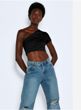 Black Asymmetrical Crop Top Noisy May Nini - Women