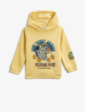 Koton Wolf Print Hooded Sweatshirt Long Sleeve