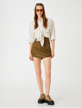 Koton Mini Skirt With A Suede Look, Zip Closure