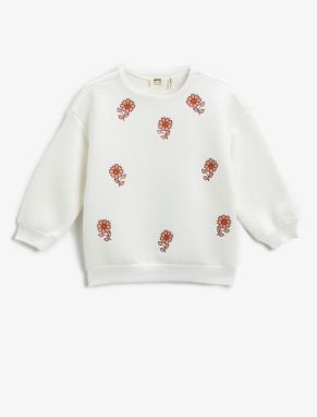 Koton Floral Printed Sweatshirt Long Sleeve Crew Neck Raised