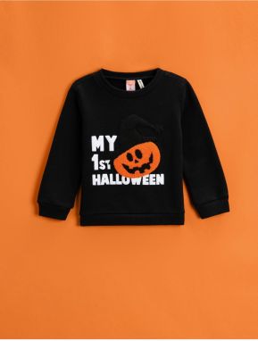 Koton Pumpkin Printed Sweatshirt Crew Neck Long Sleeve