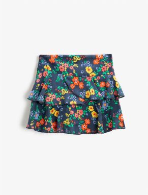 Koton Floral Mini Skirt with Ruffles and Elastic Waist.