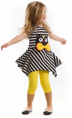 Denokids Striped Black Cat Girl Kids Tunic Leggings Suit