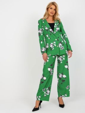 Green elegant jacket with roses from the suit