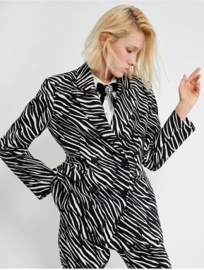 Koton Zebra Patterned Double Breasted Blazer Jacket