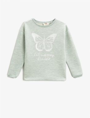 Koton Butterfly Printed Sweatshirt Crew Neck Long Sleeve