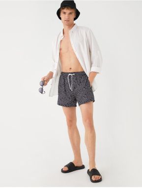 Koton Patterned Swim Shorts with Lace Waist