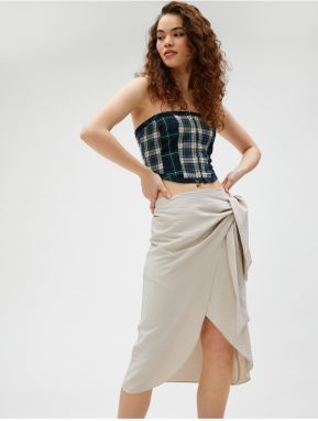 Koton Midi Skirt Viscose with Tie Side Detail