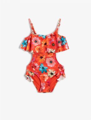 Koton Floral Pattern Ruffled Swimwear