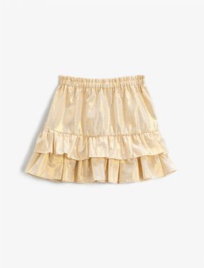 Koton Above the Knee Skirt With Shiny Frilled Elastic Waist.