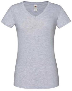 Iconic Vneck Fruit of the Loom Women's Grey T-shirt