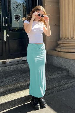 Madmext Blue Maxi Basic Skirt