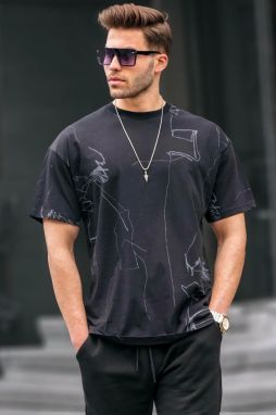 Madmext Black Patterned Men's Comfort Fit T-Shirt 6075