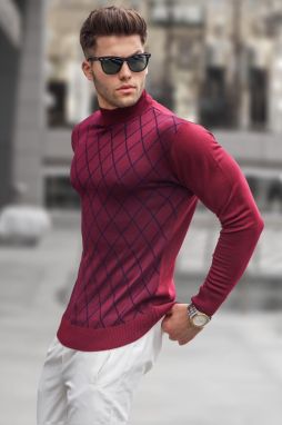 Madmext Burgundy Turtleneck Knitwear Sweater 5785