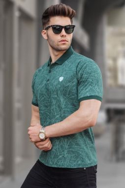 Madmext Dark Green Patterned Polo Neck T-Shirt 5876