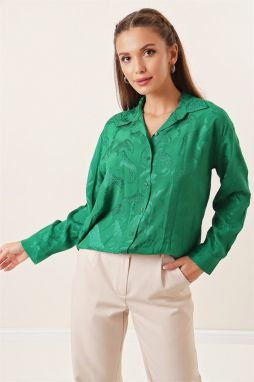 By Saygı Leopard Embroidered Shirt Green