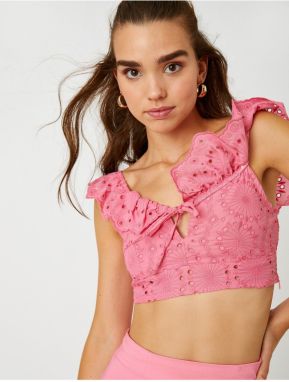 Koton Flounce Embroidery Crop Blouse