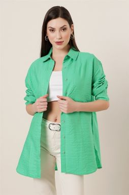 By Saygı Seersucker Oversize Shirt Green