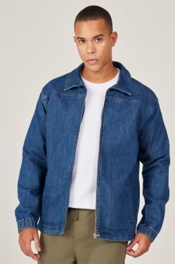 AC&Co / Altınyıldız Classics Men's Indigo Standard Fit Normal Cut, Baby Collar Denim Coat.