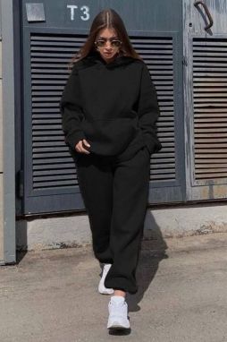 Madmext Oversized Women's Tracksuit Set, Black With Hoodie