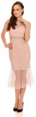 Carmen Powder Lace Flounce Short Evening Dress