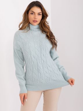 Lightweight mint knitted turtleneck sweater