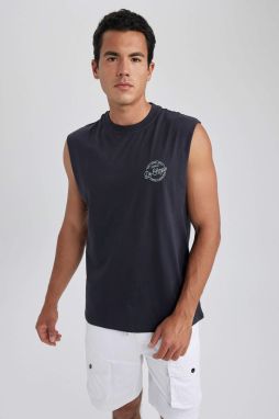 DEFACTO Boxy Fit Printed Crew Neck Sleeveless Undershirt