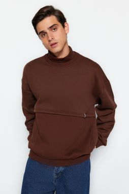 Trendyol Limited Edition Brown Oversize/Wide-Fit Fleece Thick Sweatshirt