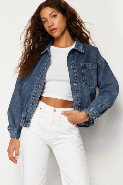 Trendyol Dark Blue More Sustainable Bomber Denim Jacket