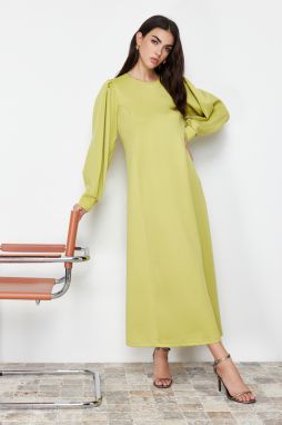 Trendyol Oil Green Scuba Shoulder Detailed Knitted Dress