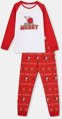 Dagi Red Crewneck Raglan Sleeve Snoopy Printed Undergraduate Pajamas Set