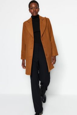 Trendyol Camel Premium oversize široký strih pečiatkovaný kabát