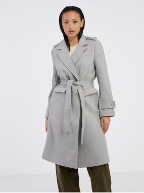 Light grey women's brindle coat with wool Noisy May Leony - Ladies