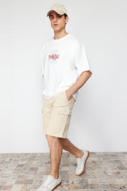 Trendyol Stone Comfort Cut Cargo Pocket Denim Denim Shorts & Bermuda