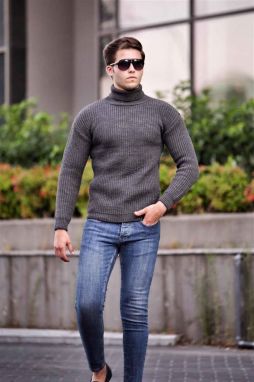 Madmext Anthracite Turtleneck Sweater 4368