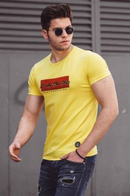 Madmext Men's Printed Yellow T-Shirt 4589