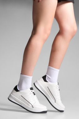 Marjin Women's Sneaker High Sole Lace-Up Sports Shoes Sitas White