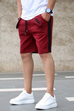 Madmext Claret Red Capri Shorts with Side Stripes 2919