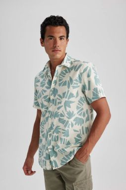 DEFACTO Regular Fit Poplin Printed Short Sleeve Shirt