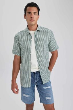 DEFACTO Regular Fit Cotton Striped Short Sleeve Shirt