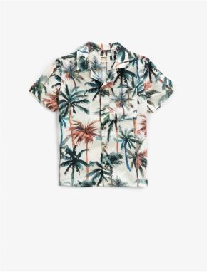 Koton Summer Theme, Palm Pattern Short Sleeve Shirt 2skb60025tw