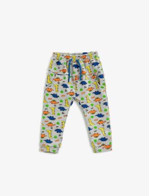 Koton Dinosaur Printed Sweatpants Tie the Waist with Pockets.