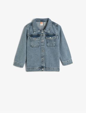 Koton Denim Jacket Long Sleeve Covered Front Pocket Cotton