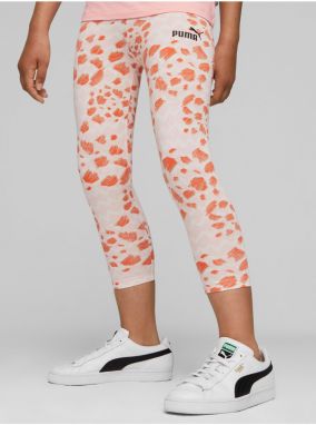 Light Pink Girly Patterned Leggings Puma ESS Mix - Girls