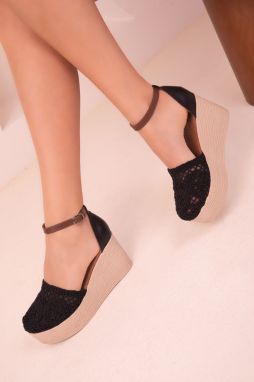 Soho Black Women's Wedge Heels Shoes 17148