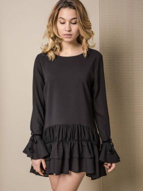 LEMONADE DRESS WITH VELVET RIBBONS AT THE SLEEVES BLACK