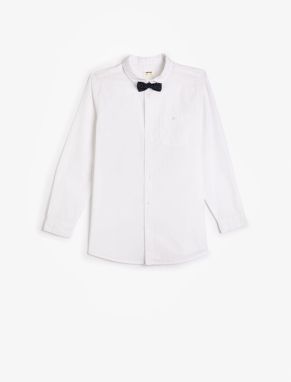 Koton Shirt Bow Tie Detailed Long Sleeve Cotton Classic Collar