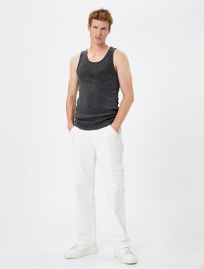 Koton Washed Undershirt Crew Neck Slim Fit Sleeveless