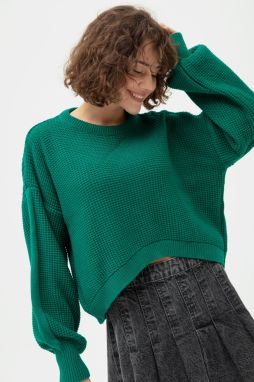 Lafaba Women's Emerald Green Crew Neck Knitwear Sweater